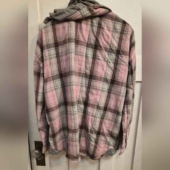 Pink and Brown Plaid Button-Up Shirt - Picture 6 of 7